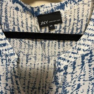 JNY Blue and White Patterned Blouse